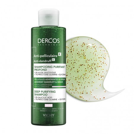 VICHY Dercos Anti-Dandruff K Deep Purifying Shampoo Σαμπουάν κατά της Πιτυρίδας για Ευαίσθητο Τριχωτό, 250ml
