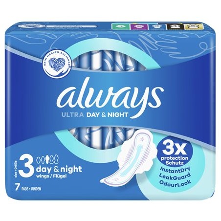 ALWAYS Ultra Day & Night Νο.3 Σερβιέτες με Φτερά, 7 τεμάχια