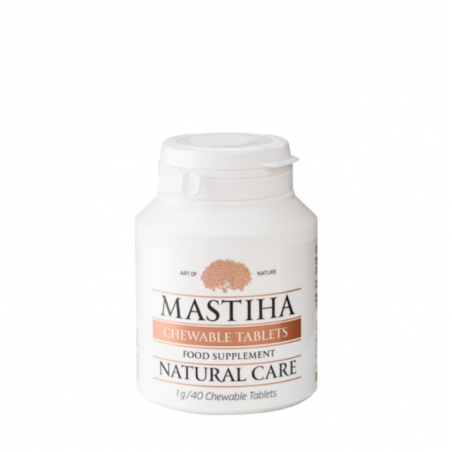 MASTIHA Chewable Tablets Food Supplement Natural Care Μαστίχα Χίου για Ανακούφιση Πεπτικών Διαταραχών, 40 μασώμενα δισκία
