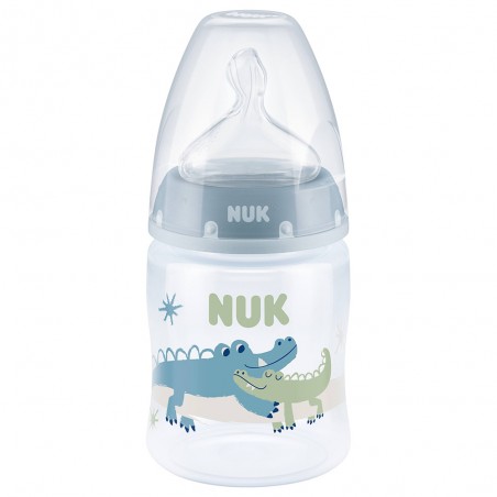 NUK First Choice Πλαστικό Μπιμπερό με Θηλή Σιλικόνης & Δείκτη Ελέγχου Θερμοκρασίας 0-6 μηνών ΜΠΛΕ 150ml