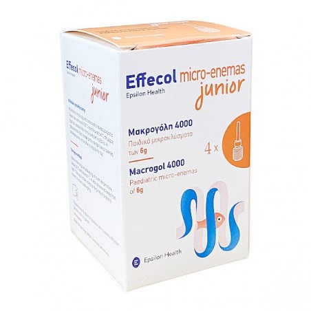 EPSILON HEALTH Effecol Junior Micro-Enemas Macrogol 4000 Παιδικά Μικροκλύσματα Κατά της Δυσκοιλιότητας, 4 x 6g