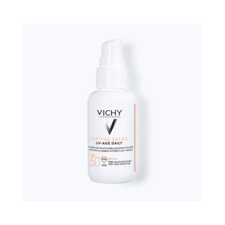 VICHY Capital Soleil UV-Age Daily Sunscreen SPF50+ Tinted Light Λεπτόρρευστο Αντηλιακό κατά της Φωτογήρανσης με Χρώμα, 40ml