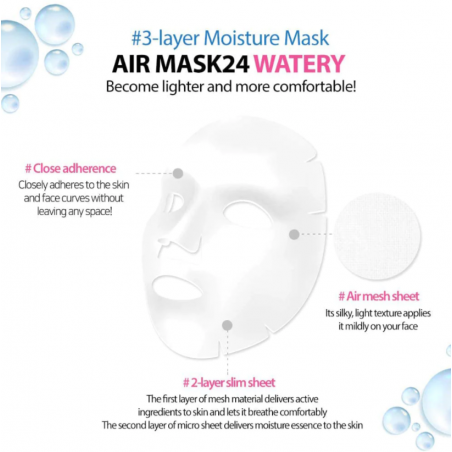 FRUDIA Air Mask 24 Watery Ελαφριά Υφασμάτινη Μάσκα Προσώπου για Ενυδάτωση σε 3 Επίπεδα με Υαλουρονικό Οξύ, 20ml