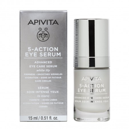 APIVITA 5-Action Eye Serum Advanced Eye Care Serum White Lilly Ορός Εντατικής Φροντίδας για τα Μάτια με Λευκό Κρίνο, 15ml