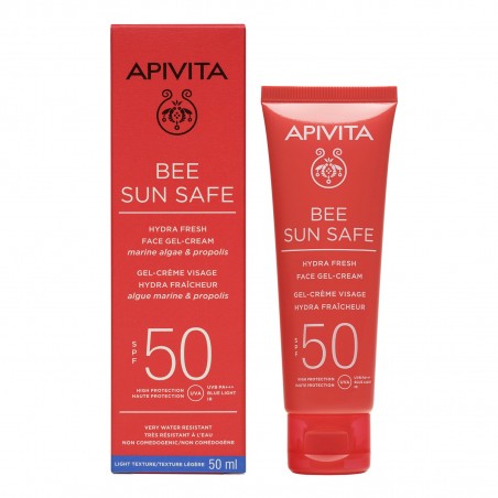APIVITA Bee Sun Safe Hydra Fresh Gel-Cream SPF50 Ενυδατική Αντηλιακή Ελαφριά Κρέμα-Gel Προσώπου με Θαλάσσια Φύκη & Πρόπολη, 50ml