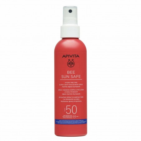 APIVITA Bee Sun Safe Hydra Melting Ultra-Light Face & Body Spray SPF50 Αντηλιακό Σπρέι Ελαφριάς Υφής για Πρόσωπο & Σώμα, 200ml