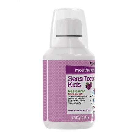 FREZYDERM SensiTeeth Kids Mouthwash Στοματικό διάλυμα με Φθόριο & Ασβέστιο για Παιδιά άνω των 3 ετών Γεύση Βατόμουρο, 250ml