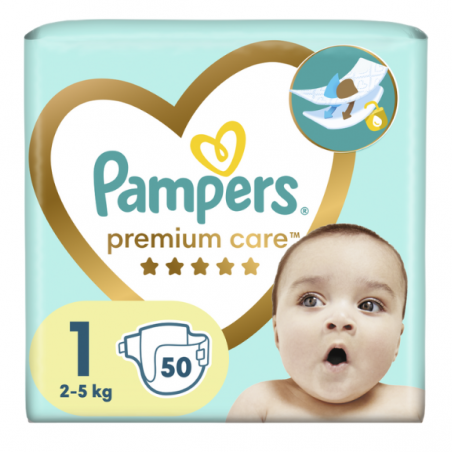 PAMPERS Premium Care No.1 Newborn (2-5 kg) Βρεφικές Πάνες, 50 τεμάχια