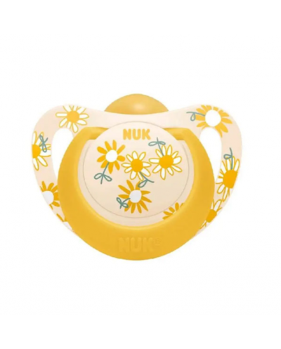 NUK Star Πιπίλα Latex Κίτρινη με Λουλούδια 6-18 μηνών με...