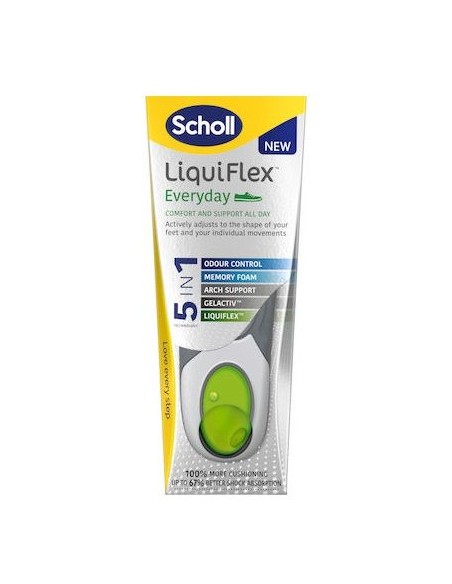 SCHOLL LiquidFlex Everyday Ανατομικοί Πάτοι με Τεχνολογία 5 σε 1 για Όλη Μέρα Μέγεθος S No. 36 - 41, 1 Ζευγάρι