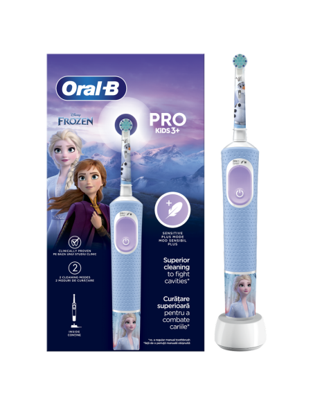 Oral-B Vitality Pro Kids 3+ Years Frozen Επαναφορτιζόμενη Ηλεκτρική Οδοντόβουρτσα για Παιδιά 3+ Ετών, 1 τεμάχιο