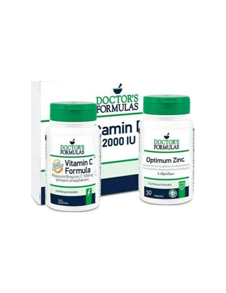 DOCTOR'S FORMULAS Set Vitamin C Formula Fast Action 1000mg 30 caps & Optimum Zinc 15mg 30 tabs & Δώρο Vitamin D3 2000IU 60 caps