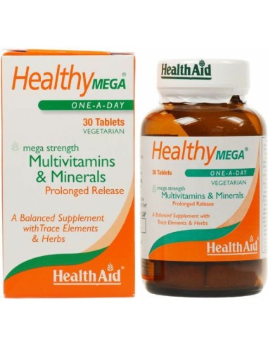HEALTH AID Healthy Mega Multivitamin & Minerals Prolonged Release Πολυβιταμίνες & Μέταλλα για Ενέργεια & Τόνωση, 30 δισκία