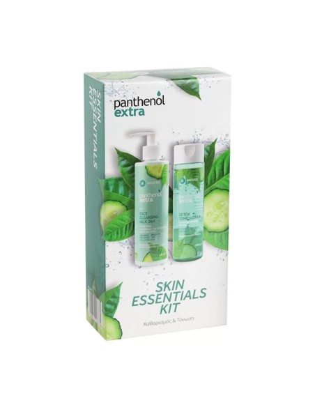 PANTHENOL EXTRA Skin Essentials Kit Face Cleansing Milk 3in1 250ml & Detox Tonic Lotion 200ml