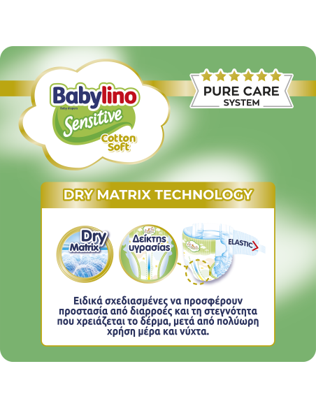 MEGA Babylino Sensitive Cotton Soft Nο.5 (11-16 kg) Απορροφητικές Βρεφικές Πάνες Monthly Pack, 176 τεμάχια