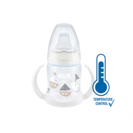 NUK First Choice Learner Bottle Μπιμπερό Εκπαίδευσης με Λαβές & Μαλακό Ρύγχος Σιλικόνης 6-18 μηνών ΛΕΥΚΟ, 150ml