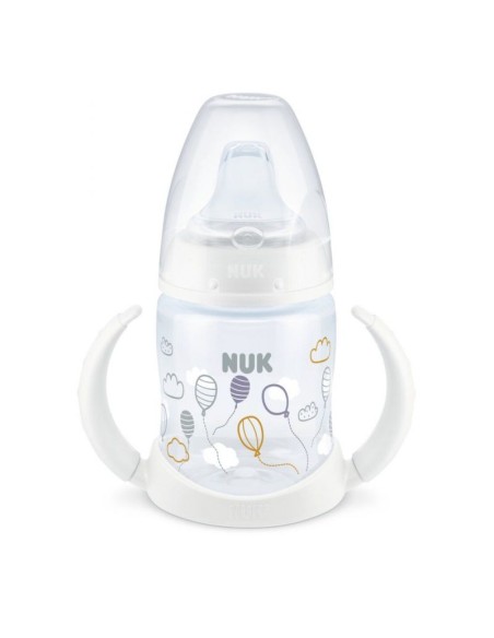 NUK First Choice Learner Bottle Μπιμπερό Εκπαίδευσης με Λαβές & Μαλακό Ρύγχος Σιλικόνης 6-18 μηνών ΛΕΥΚΟ, 150ml