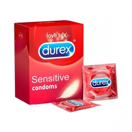 DUREX Sensitive Feel Thin Πολύ λεπτά Προφυλακτικά για Καλύτερη Αίσθηση, 3 τεμάχια