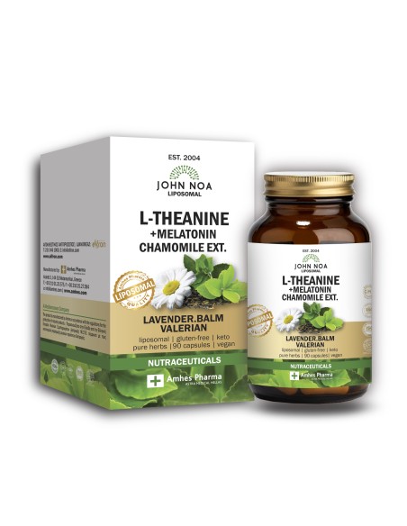 JOHN NOA Liposomal L-Theanine + Melatonin Chamomile Ext. Συμπλήρωμα Διατροφής για την Χαλάρωση του Οργανισμού, 90 κάψουλες