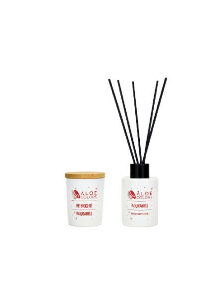 Aloe+ Colors Kourabies Home Gift Set Reed Diffuser Αρωματικό Χώρου, 125ml & Scented Soy Candle Κερί Σόγιας