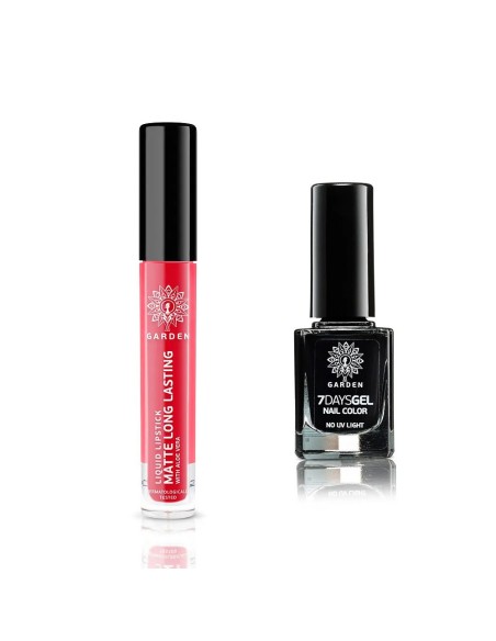 GARDEN Glam Make Up Kit Liquid Lipstick Matte Κραγιόν Glorious Red 05, 4ml & 7Days Gel Nail Polish Βερνίκι 03,12ml