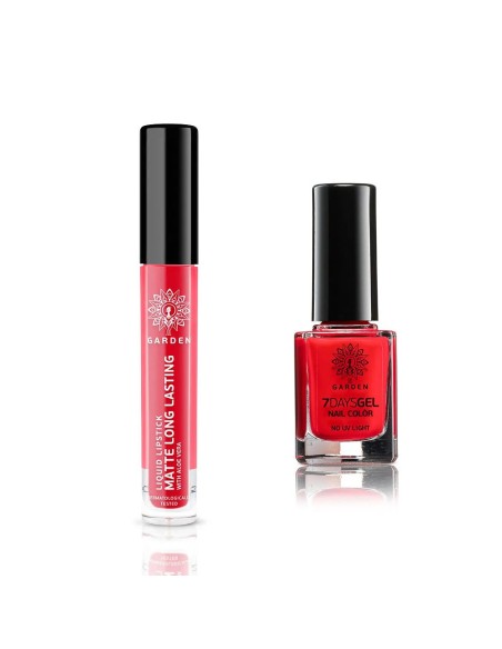 GARDEN Glam Make Up Kit Liquid Lipstick Matte Κραγιόν Glorious Red 05, 4ml & 7Days Gel Nail Polish Βερνίκι 11,12ml