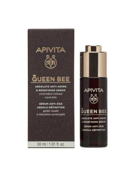 APIVITA Queen Bee Absolute Anti-Aging Serum Ορός Απόλυτης Αντιγήρανσης & Ανόρθωσης Περιγράμματος με Βασιλικό Πολτό, 30ml