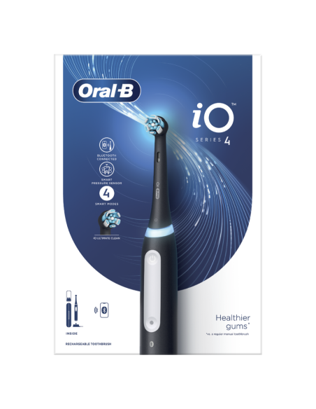 ORAL-B iO Series 4 Black Ηλεκτρική Οδοντόβουρτσα με Αισθητήρα Πίεσης & ΔΩΡΟ θήκη ταξιδιού