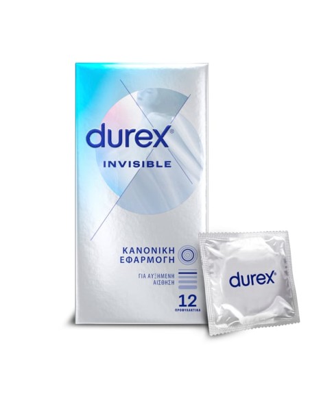 DUREX Invisible Extra Sensitive Εξαιρετικά Λεπτά Προφυλακτικά, 12 τεμάχια