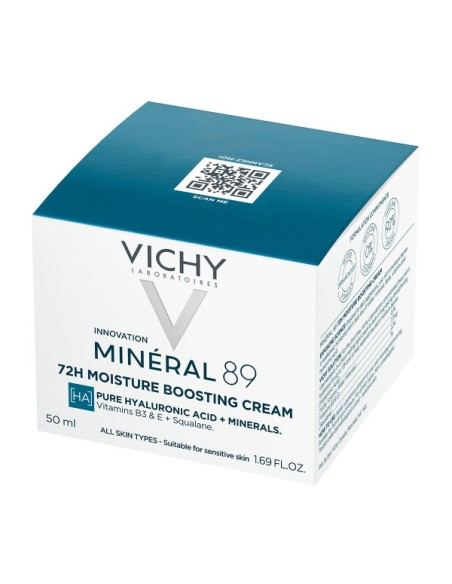 VICHY Mineral 89 Light Boosting Cream 72h Moisture Ελαφριά Κρέμα Προσώπου για Ενυδάτωση Διάρκειας 72 Ωρών με Υαλουρονικό, 50ml