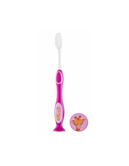 CHICCO Milk Teeth Soft Toothbrush Purple Παιδική Οδοντόβουρτσα με Θήκη & Βεντούζα Μωβ 3-6 Ετών, 1 τεμάχιο