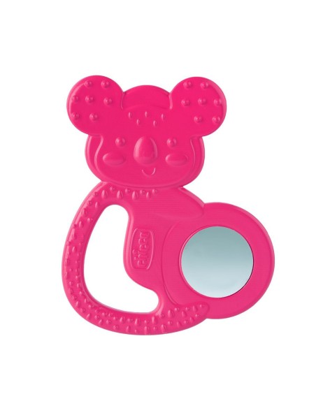 CHICCO Silicone Teether Refreshing Δροσιστικός Κρίκος Οδοντοφυΐας Σιλικόνης με Ανοξείδωτο Ατσάλι ΡΟΖ ΚΟΑΛΑ 4M+, 1 τεμάχιο