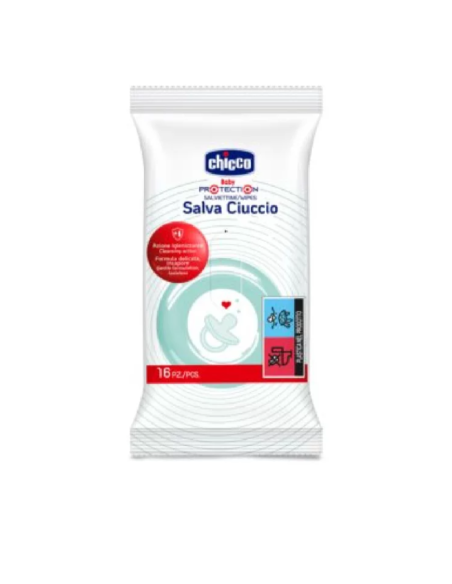 CHICCO Baby Protection Wipes Μαντηλάκια Αποστείρωσης για τον Καθαρισμό της Πιπίλας & των Θηλών 0M+, 16 τεμάχια