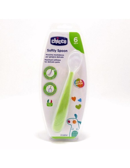 CHICCO Softly Spoon Μαλακό Κουτάλι Σιλικόνης ΠΡΑΣΙΝΟ 6M+, 1 τεμάχιο