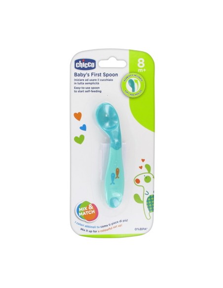 CHICCO Baby's First Spoon Μαλακό Κουτάλι Σιλικόνης Αρχής ΣΙΕΛ 8M+, 1 τεμάχιο