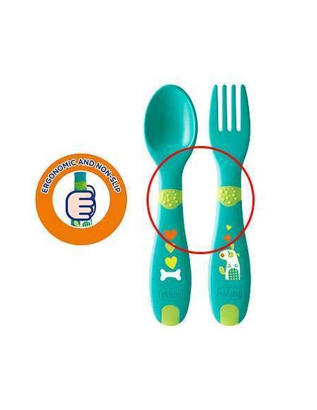 CHICCO First Cutlery Σετ Πιρούνι - Κουτάλι ΣΙΕΛ 12M+, 1 τεμάχιο