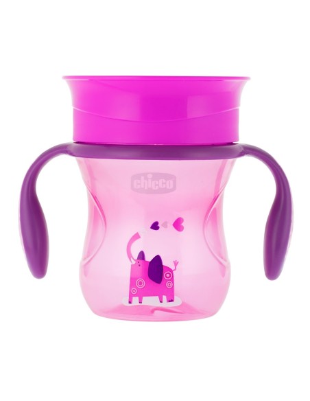 CHICCO Perfect Cup Εκπαιδευτικό Κύπελλο Χωρίς Διαρροές με Λαβές 12+ Μηνών ΡΟΖ, 200ml