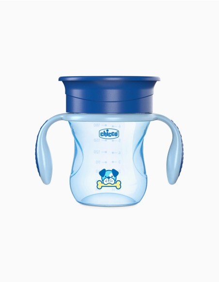 CHICCO Perfect Cup Εκπαιδευτικό Κύπελλο Χωρίς Διαρροές με Λαβές 12+ Μηνών ΜΠΛΕ, 200ml