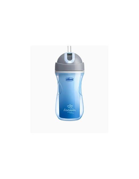 CHICCO Insulated Bottle Παγούρι Κύπελλο Θερμός με Καλαμάκι από Σιλικόνη 14+ Μηνών ΜΠΛΕ, 266ml