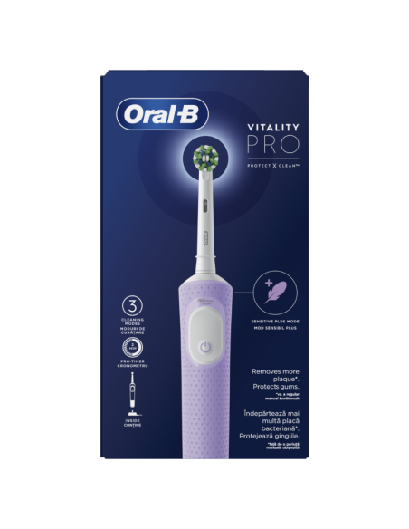 Oral-B Vitality Pro Lilac Επαναφορτιζόμενη Ηλεκτρική Οδοντόβουρτσα Μωβ με Χρονομετρητή