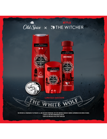 Old Spice Witcher Whitewolf Σετ Ανδρικής Περιποίησης με Whitewolf Αποσμητικό Στικ, 50ml & Whitewolf Σαμπουάν + Αφρόλουτρο, 250ml