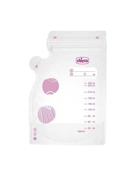 CHICCO Breast Milk Storage Bags Προαποστειρωμένα Σακουλάκια Διατήρησης Μητρικού Γάλακτος 250ml, 30 τεμάχια