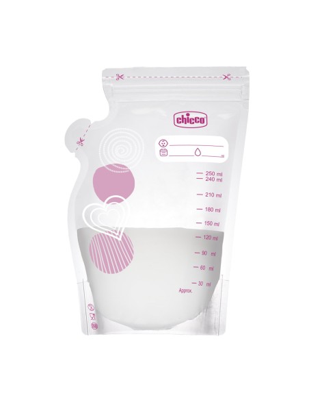 CHICCO Breast Milk Storage Bags Προαποστειρωμένα Σακουλάκια Διατήρησης Μητρικού Γάλακτος 250ml, 30 τεμάχια