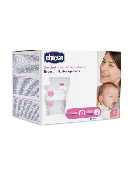 CHICCO Breast Milk Storage Bags Προαποστειρωμένα Σακουλάκια Διατήρησης Μητρικού Γάλακτος 250ml, 30 τεμάχια