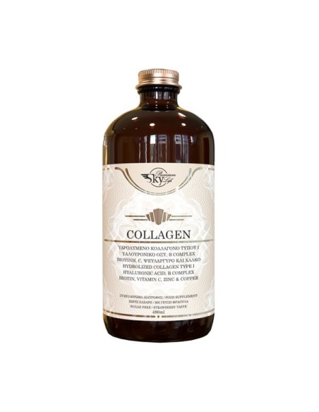 Sky Premium Life Liquid Collagen Πόσιμο Κολλαγόνο με Υαλουρονικό & Βιταμίνες για Υγιή Μαλλιά, Δέρμα & Νύχια Γεύση Φράουλα, 480ml
