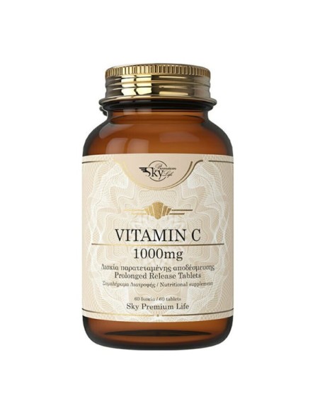 Sky Premium Life Vitamin C 1000mg Συμπλήρωμα διατροφής με Βιταμίνη C Βραδείας Αποδέσμευσης για Ενίσχυση Ανοσοποιητικού 60 δισκία