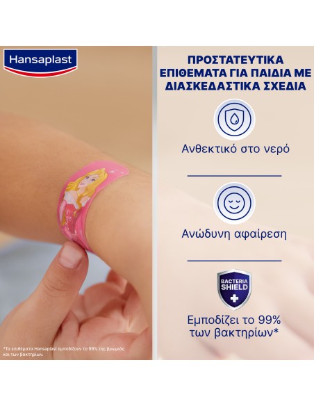 HANSAPLAST Junior Strips Disney Princess Παιδικά Αυτοκόλλητα Επιθέματα Πληγών με Πριγκίπισσες Disney σε 2 Μεγέθη, 20 τεμάχια