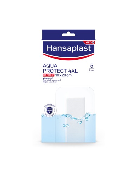 HANSAPLAST Aqua Protect 4XL Sterile Αδιάβροχες Aποστειρωμένες Αυτοκόλλητες Γάζες Υψηλής Απορροφητικότητας 10x20cm, 5 τεμάχια