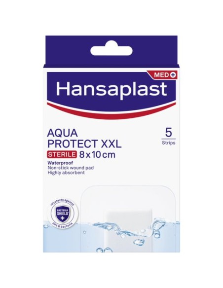 HANSAPLAST Aqua Protect XXL Sterile Αδιάβροχες Aποστειρωμένες Αυτοκόλλητες Γάζες Υψηλής Απορροφητικότητας 8x10cm, 5 τεμάχια