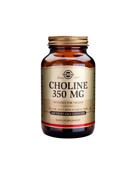 SOLGAR Choline 350mg Χολίνη για Ενίσχυση της Ηπατικής Λειτουργίας & Διατήρηση Υγιούς Μεταβολισμού, 100 κάψουλες